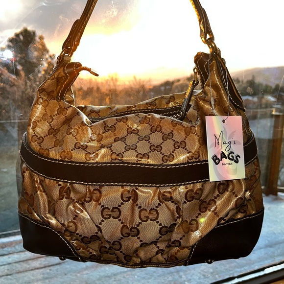 Gucci: Mixed Monogram GG Crystal Coated Hobo Shoulder Bag - Picture 8 of 17